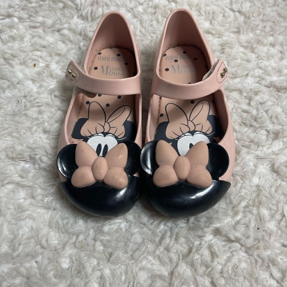 Mini Melissa Pink & Black Minnie Mouse Shoes girl size 10